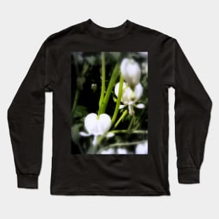 white bleeding heart macro, focal black and white Long Sleeve T-Shirt